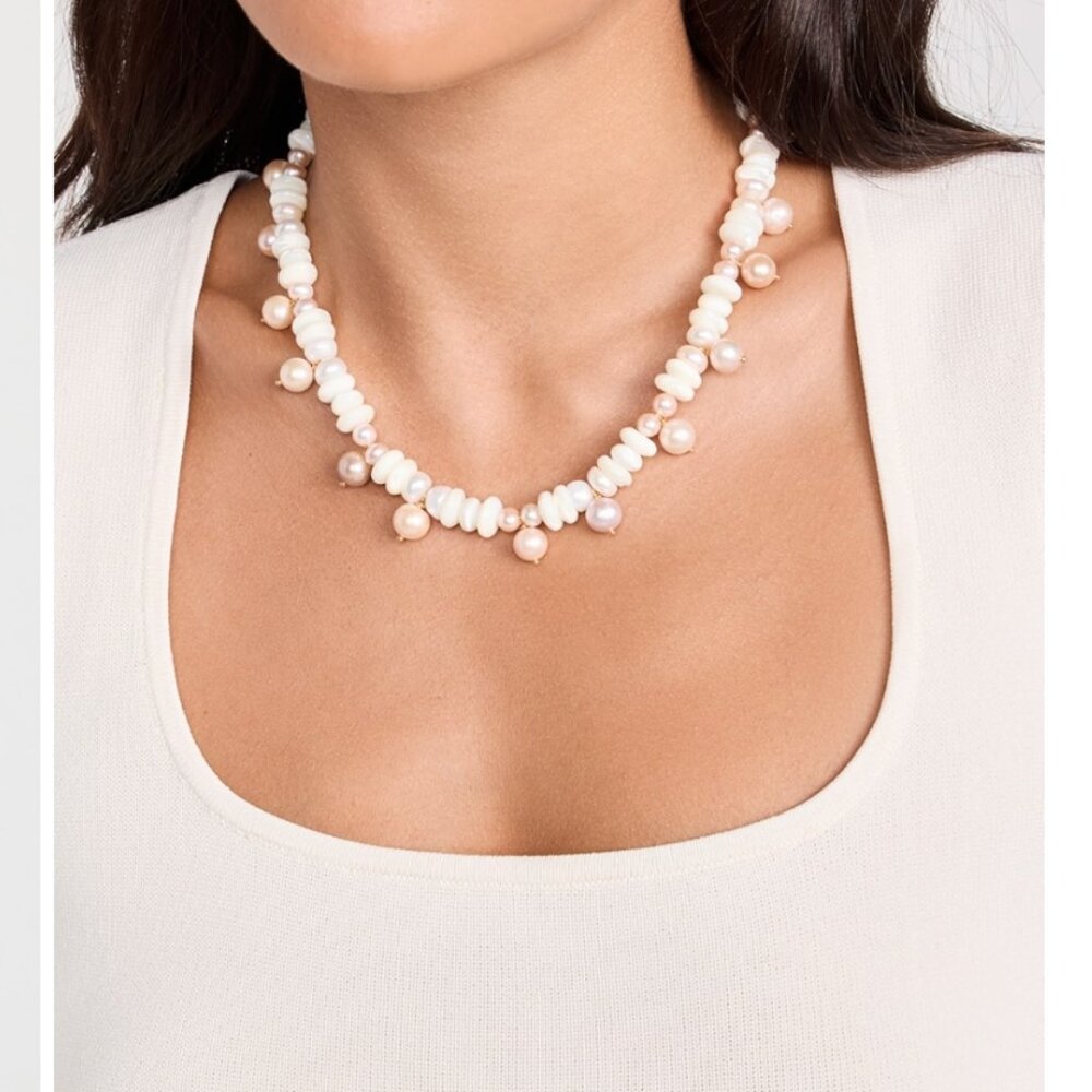 Brinker + Eliza White and Pale Pink Freshwater Pearl Choker Necklace
